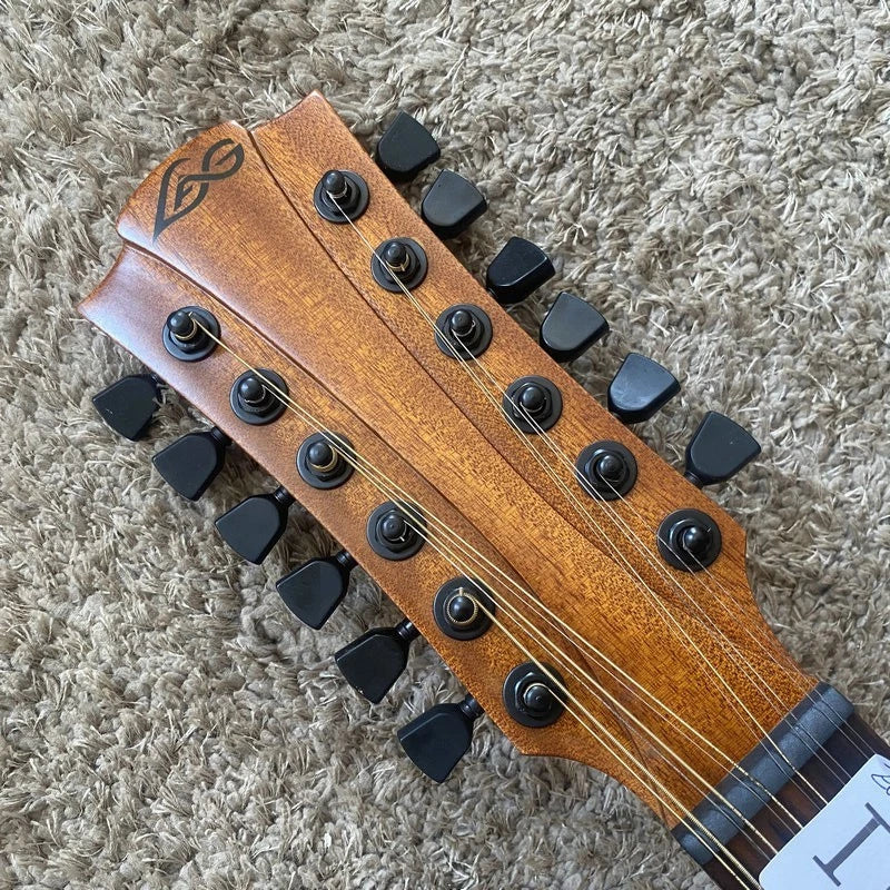 LAG 12 String Acoustic Electric Guitar, Spruce Plywood Top Body, Mahogany Neck
