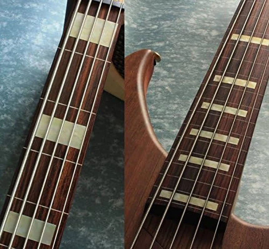 Aged White 5 String Bass Guitar Fingerboard Markers Blocks Fret Stickers