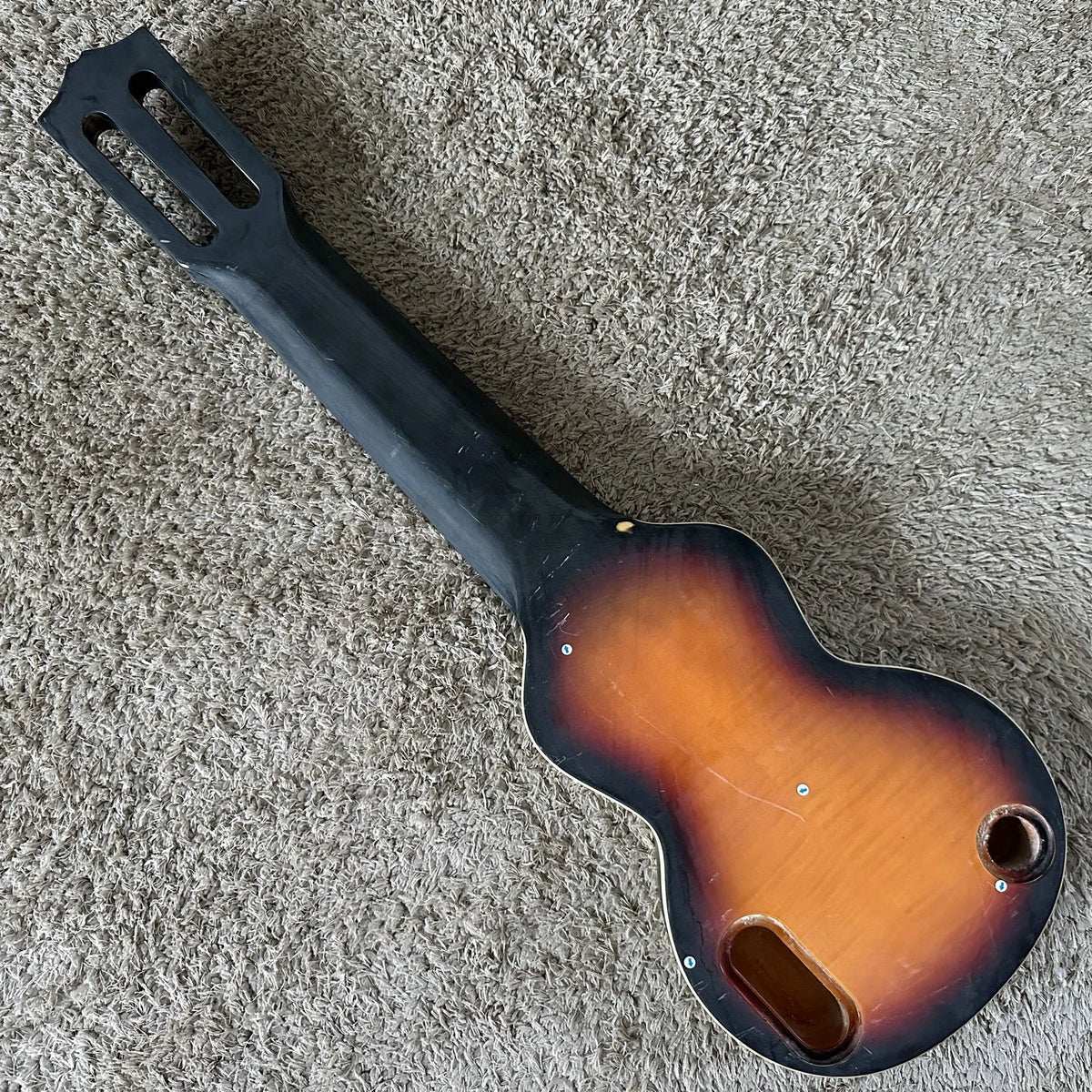 Hawaiian Slide Electric Guitar DIY Project, Tiger Maple Sunset Finish