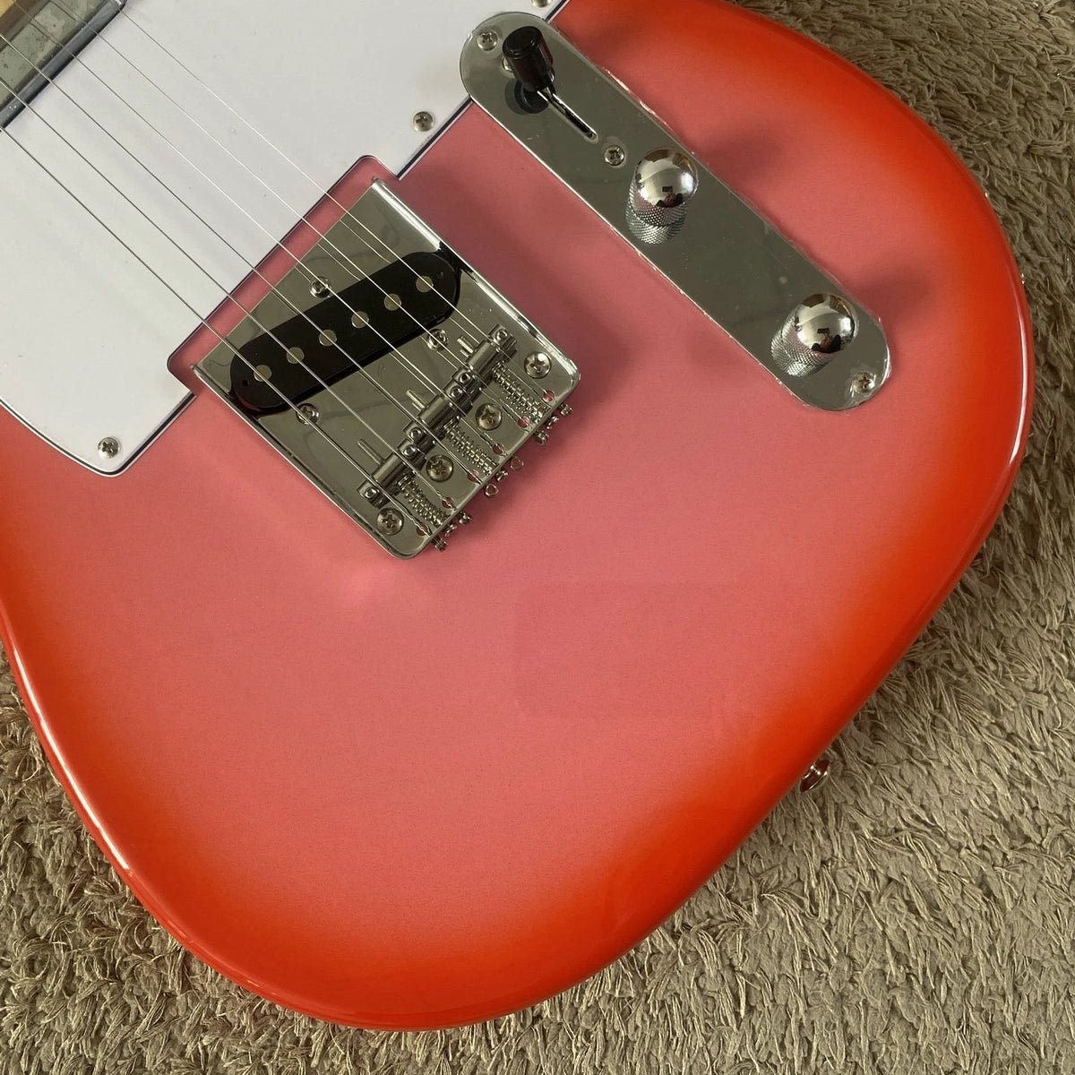 Pink Burst Electric Guitar, Basswood Body, Maple Neck