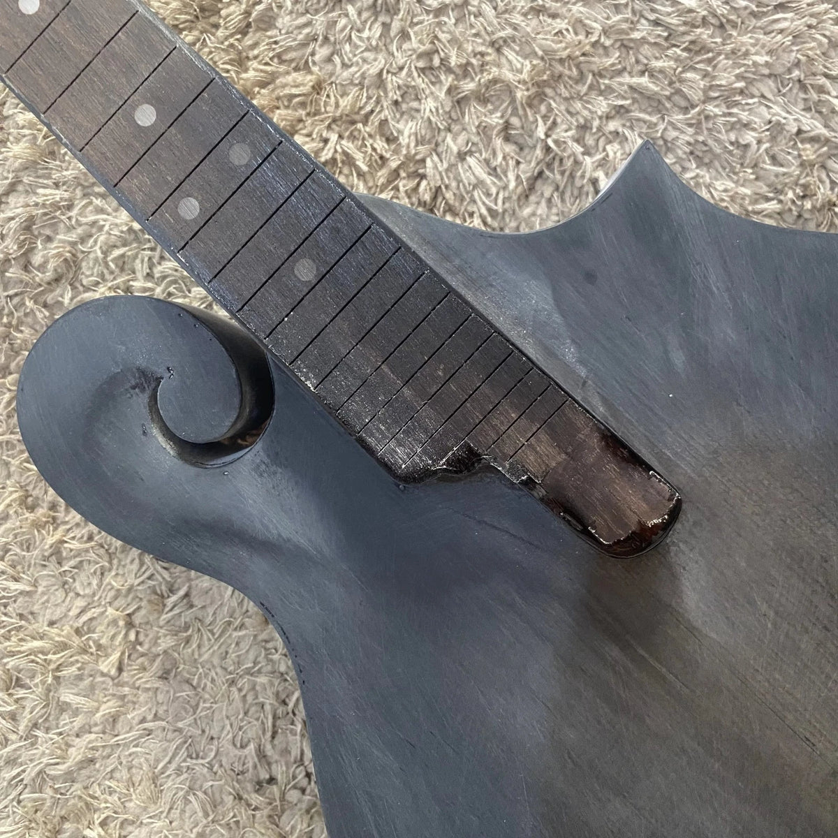 F Style 8 String Mandolin Body, Matte Black, No Frets