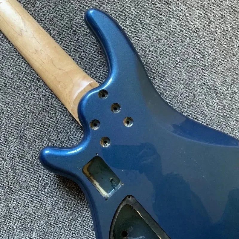Blue Basswood 5 String Bass Body with Maple Neck