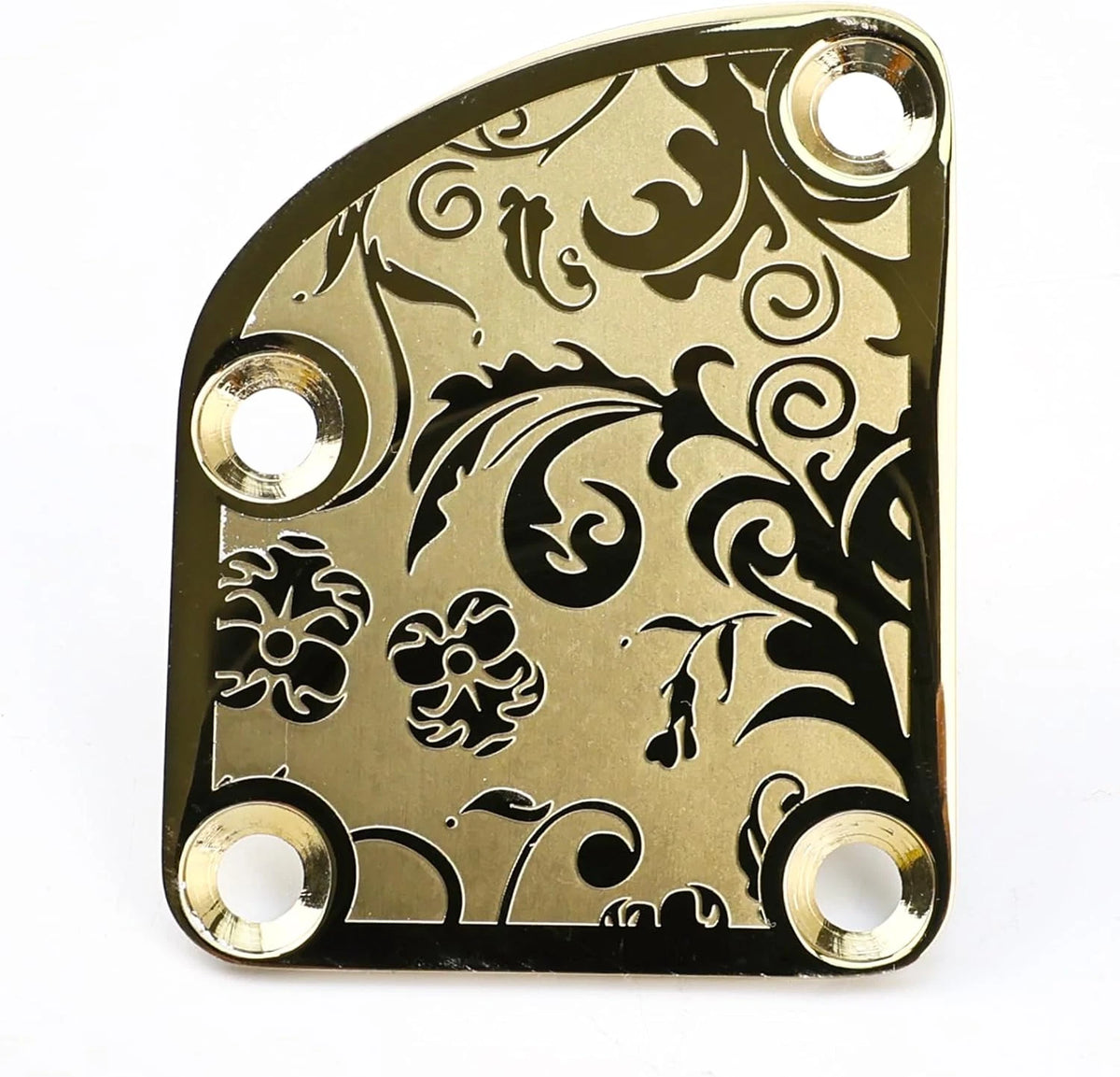 Stainless Steel Engraved Guitar and Bass Neck Plate Gold Fit Strat Tele