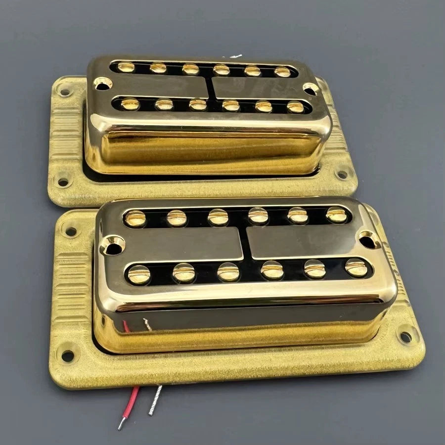 Guitar Pickups Neck and Bridge Set, Gold Cover Fit FilterTron