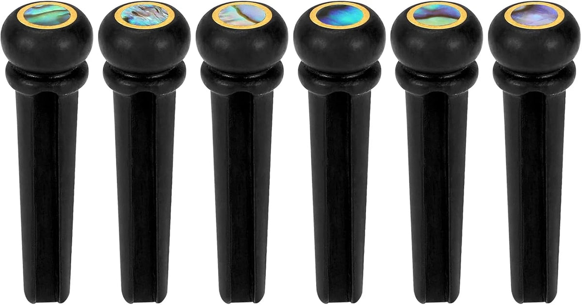 Ebony and Abalone Guitar Bridge Pins Fit Ibanez,Takamin<wbr/>e,Martin,Cort,<wbr/>Alvarez,Eko