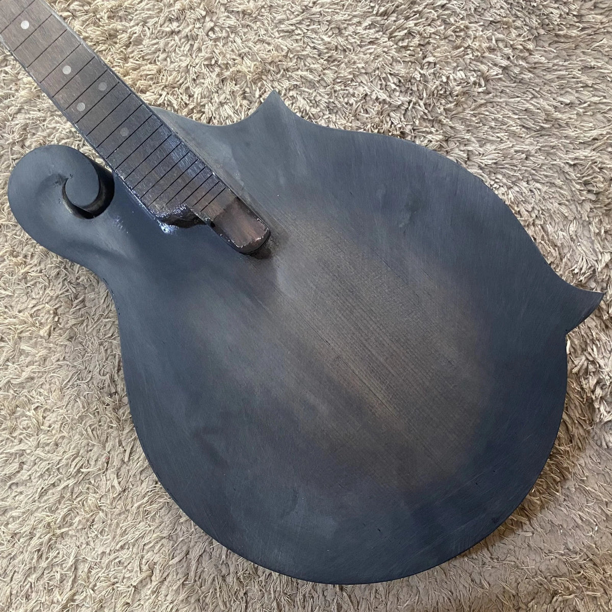 F Style 8 String Mandolin Body, Matte Black, No Frets