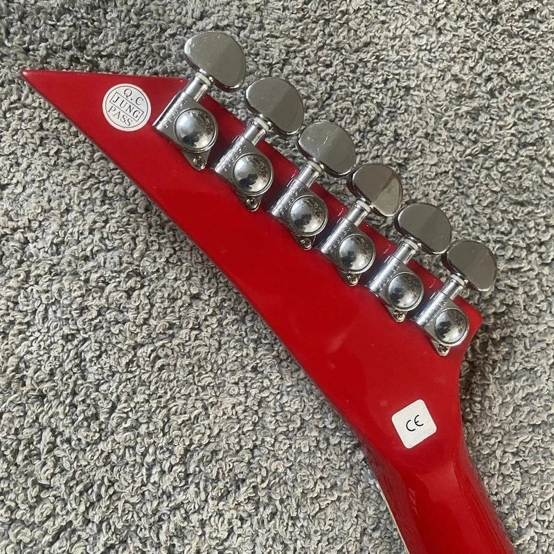 Red Electric Guitar, Floyd Rose Tremolo, Rosewood Fingerboard, V Shaped Body