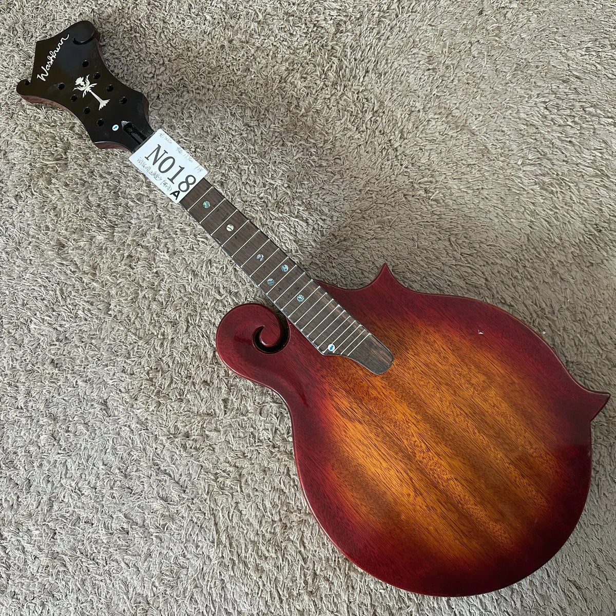 Cherry Burst Washburn 8 String Mandolin, Mahogany Veneer Top Body, 24 Frets