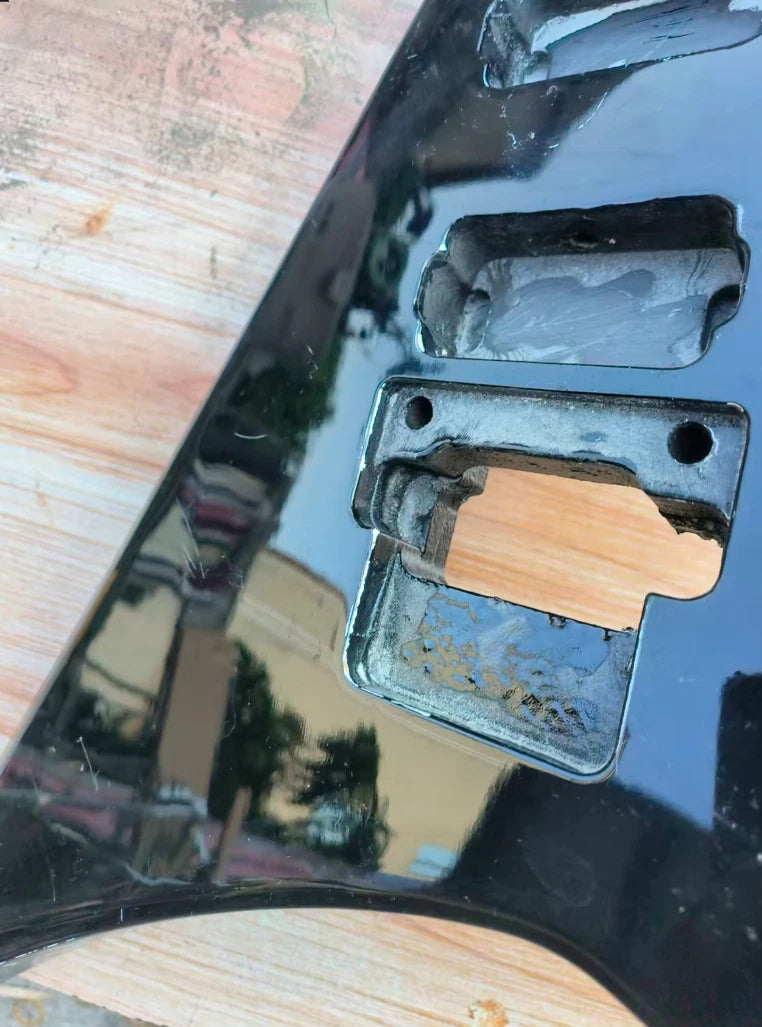Gloss Black HH Guitar Body, Double Locking Bridge For Flying V DIY Project