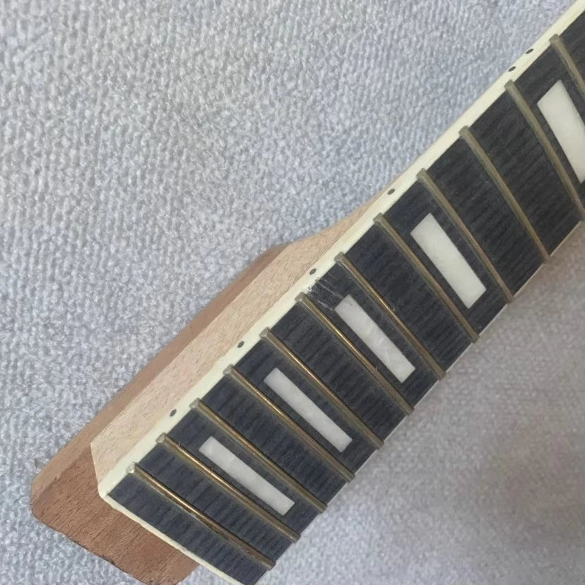 Mahogany Wood Electric Guitar Neck, 22 Frets, L3R3 Tuners, White Blocks