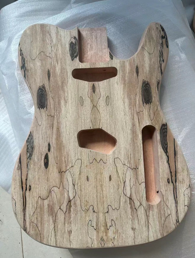 Unfinished Spalted Maple Top Guitar Mahogany Wood Body Fit Telecaster Tele