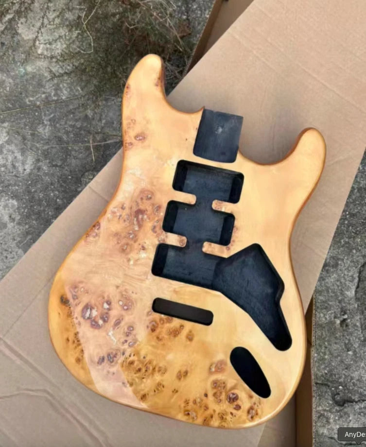 Mahogany Wood Guitar Body with Spalted Maple Top Fit ST