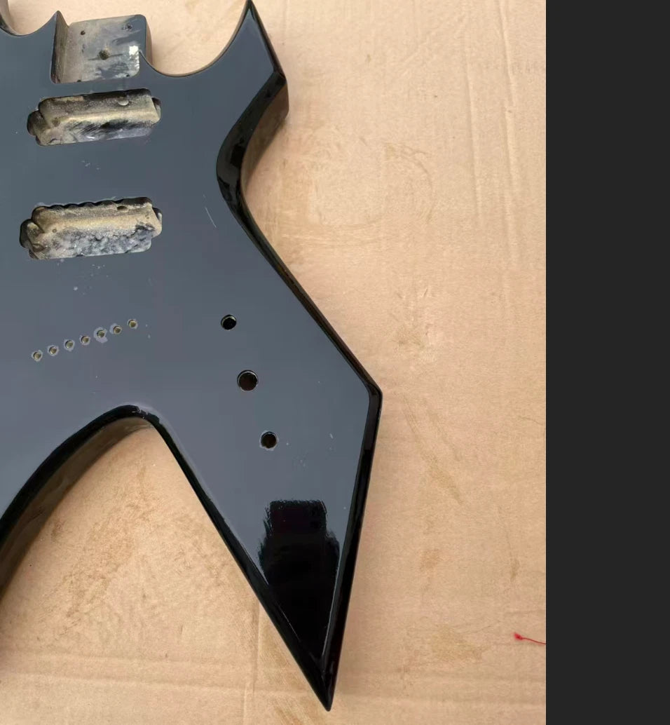 HH Glossy Black 7 String Guitar Body with String Through Bridge Fit Warlock