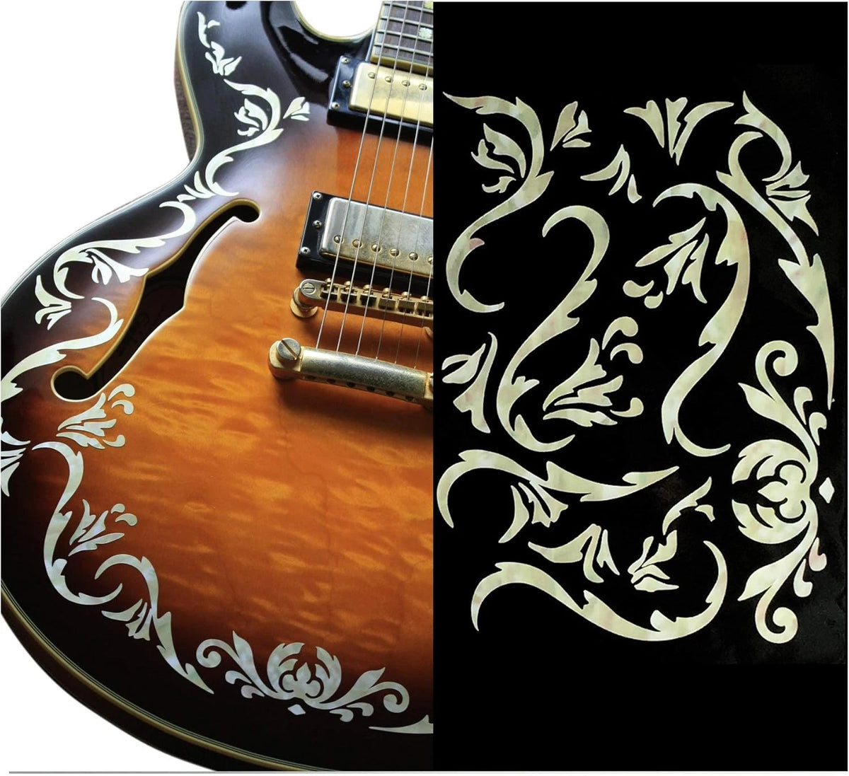 Bob Weir's Cowboy Fancy Guitar Bass Inlay Stickers Decal