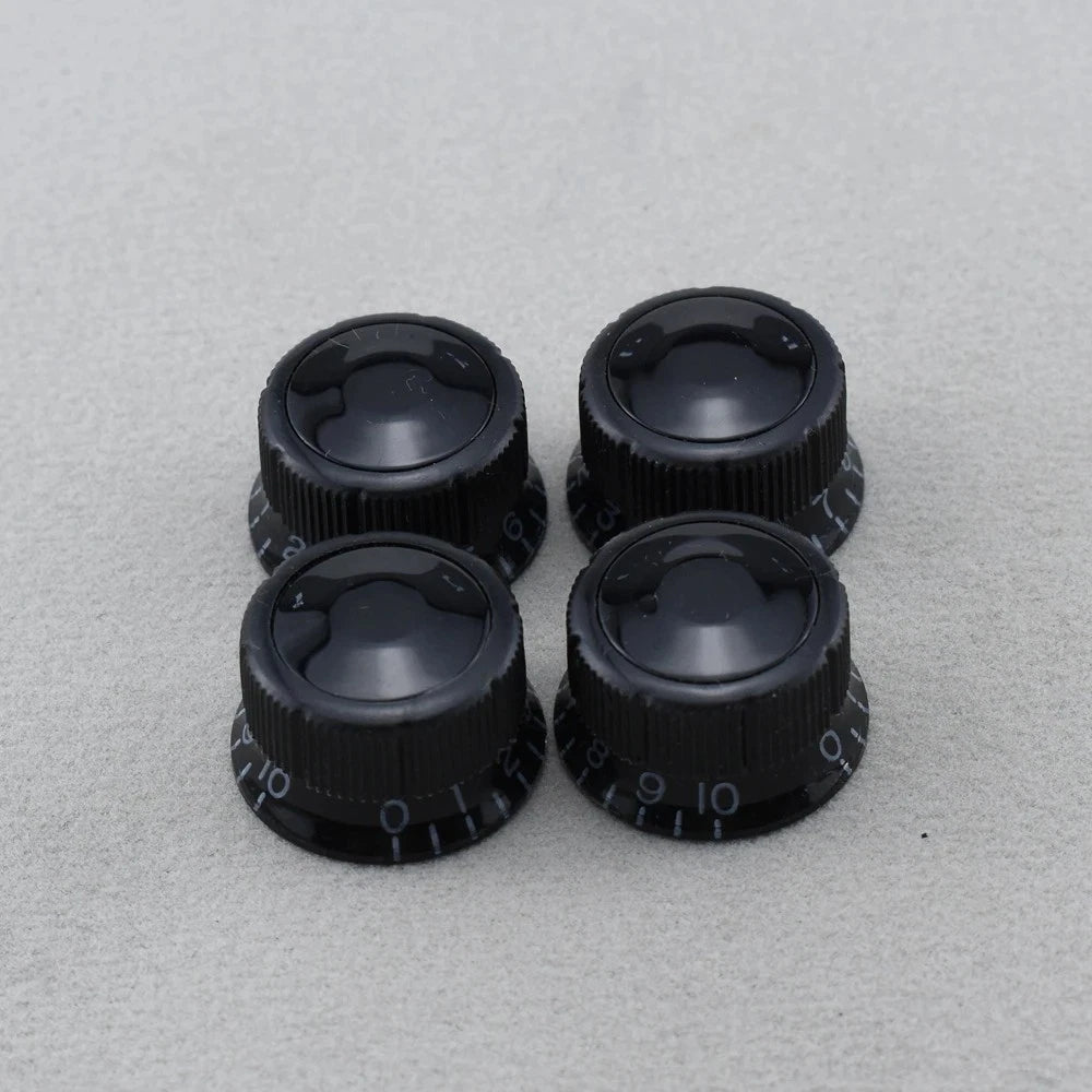 4x Black Ibanez Sure Grip III Vintage Guitar Volume and Tone Control Knobs
