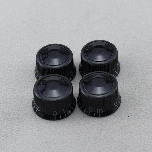 4x Black Ibanez Sure Grip III Vintage Guitar Volume and Tone Control Knobs