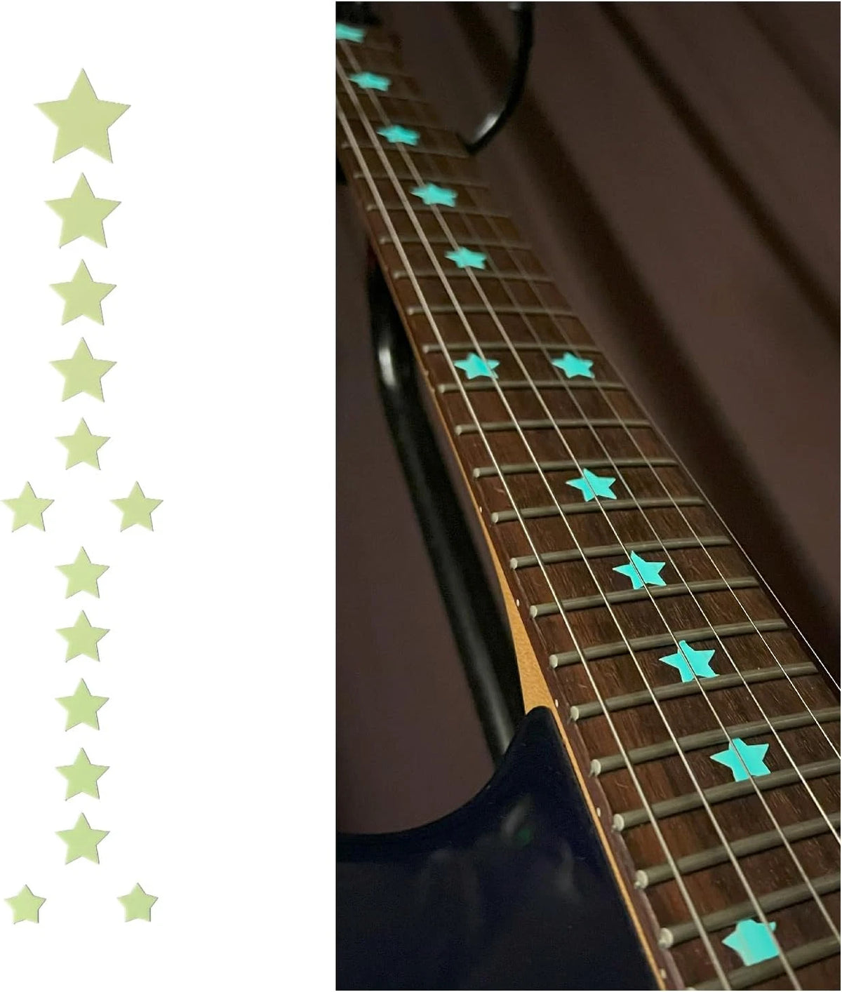 Glow in the Dark/Stars - Fret Markers for Guitars &amp; Bass/Sticker/D<wbr/>ecal by