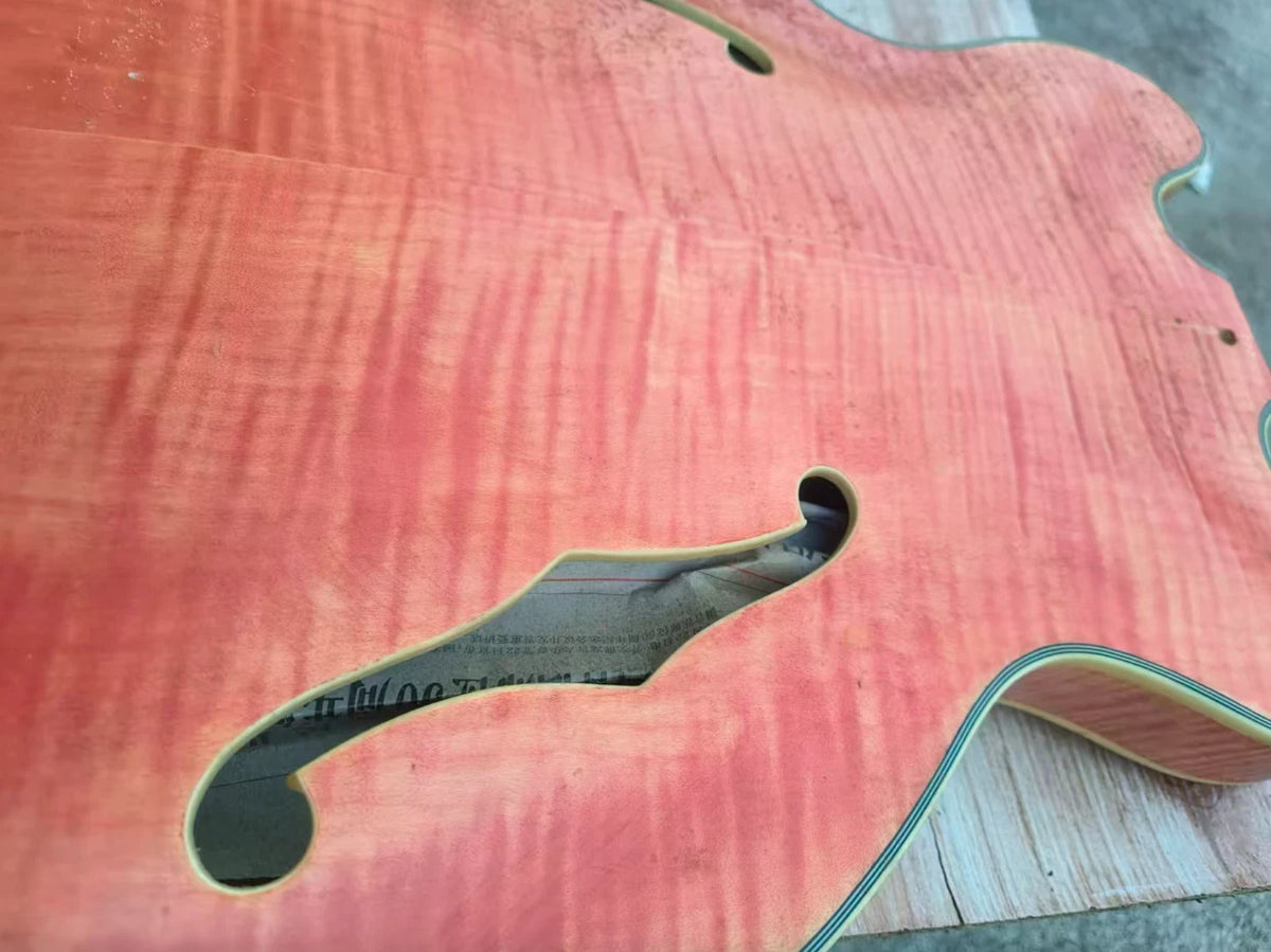 Red Tiger Maple Top Semi Hollow Jazz Guitar Body