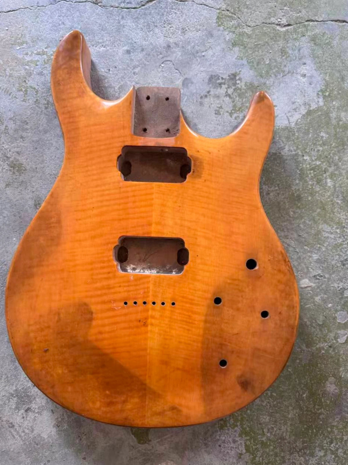 Orange Quilted Maple Top HH Guitar DIY Project Body