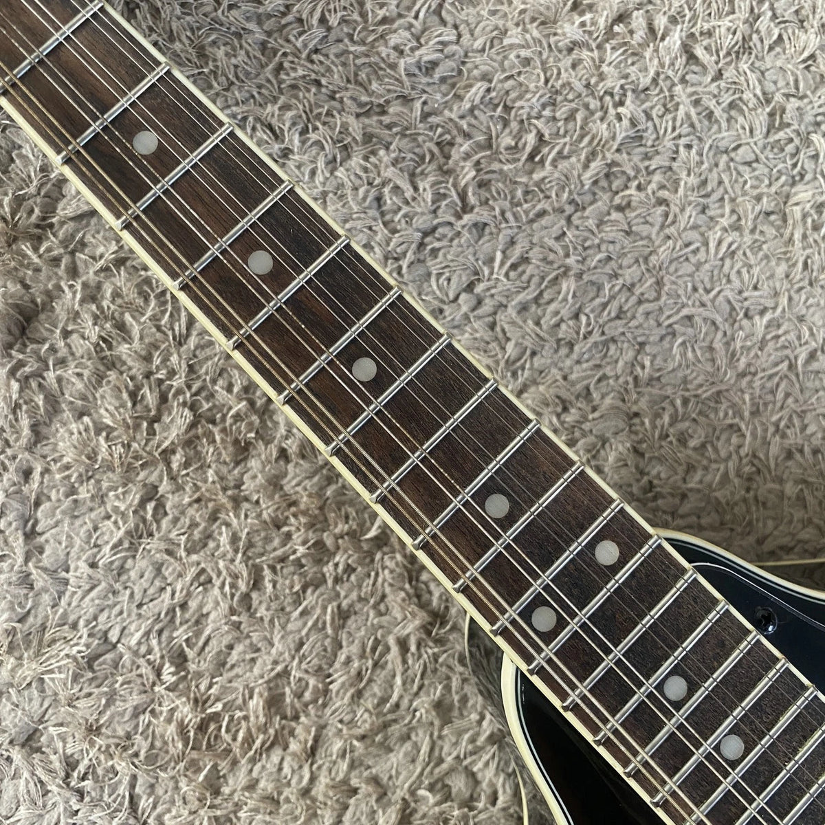 Black 8 String Mandolin, Mahogany Neck, Rosewood Fingerboard 20 Frets
