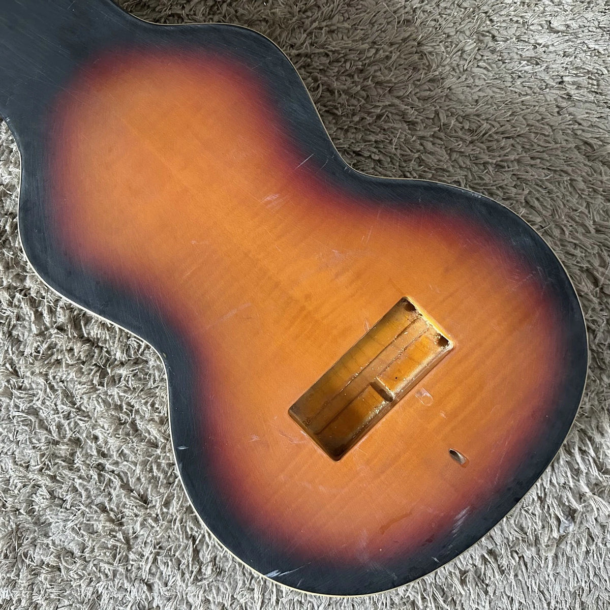 Hawaiian Slide Electric Guitar DIY Project, Tiger Maple Sunset Finish