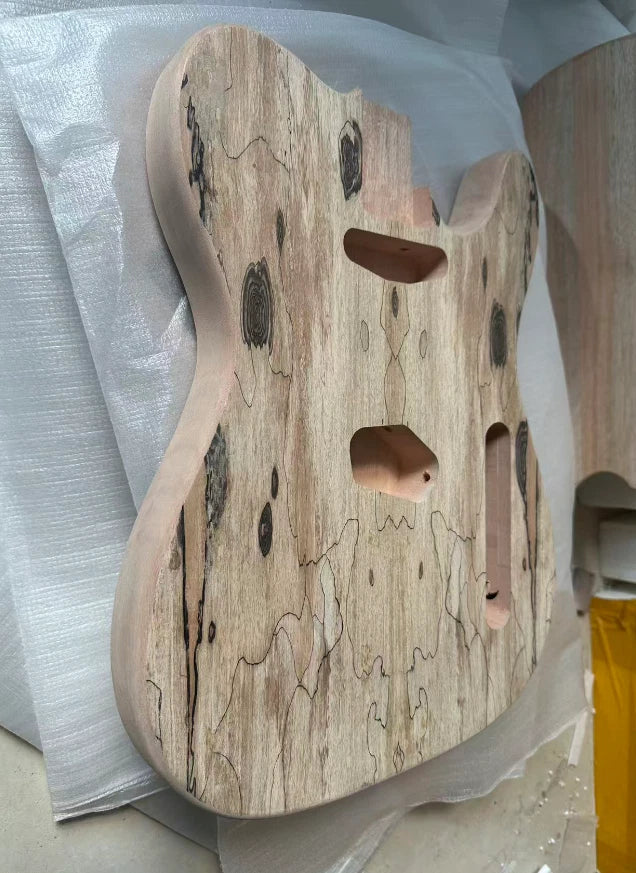 Unfinished Spalted Maple Top Guitar Mahogany Wood Body Fit Telecaster Tele