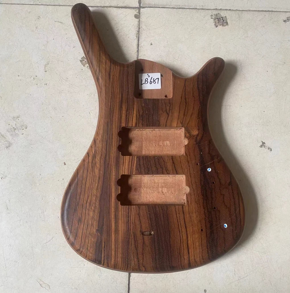 Zebra Wood Top Custom DIY Project Bass Guitar Mahogany Body