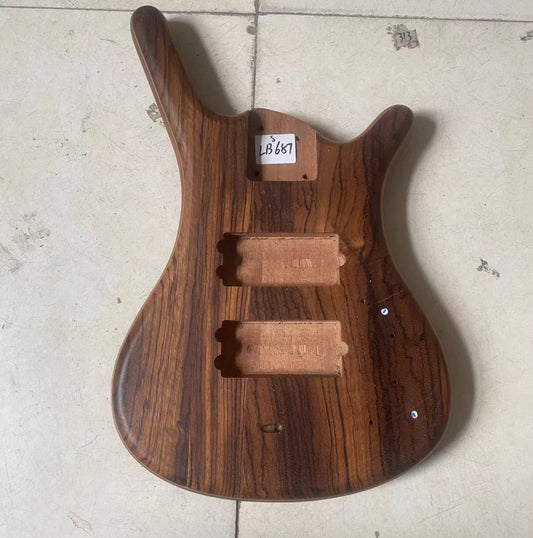 Zebra Wood Top Custom DIY Project Bass Guitar Mahogany Body