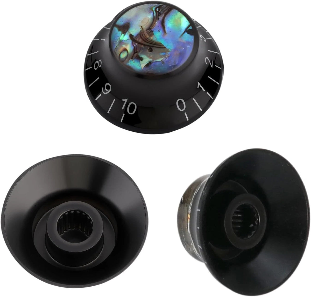 3pcs Black Guitar Abalone Top Volume Tone Control Knobs Fit Stratocaster Strat