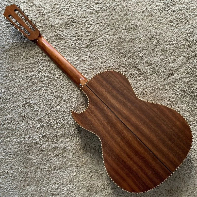 10 String Crossover Acoustic Electric Guitar, Solid Red Pine Top, Mahogany Neck