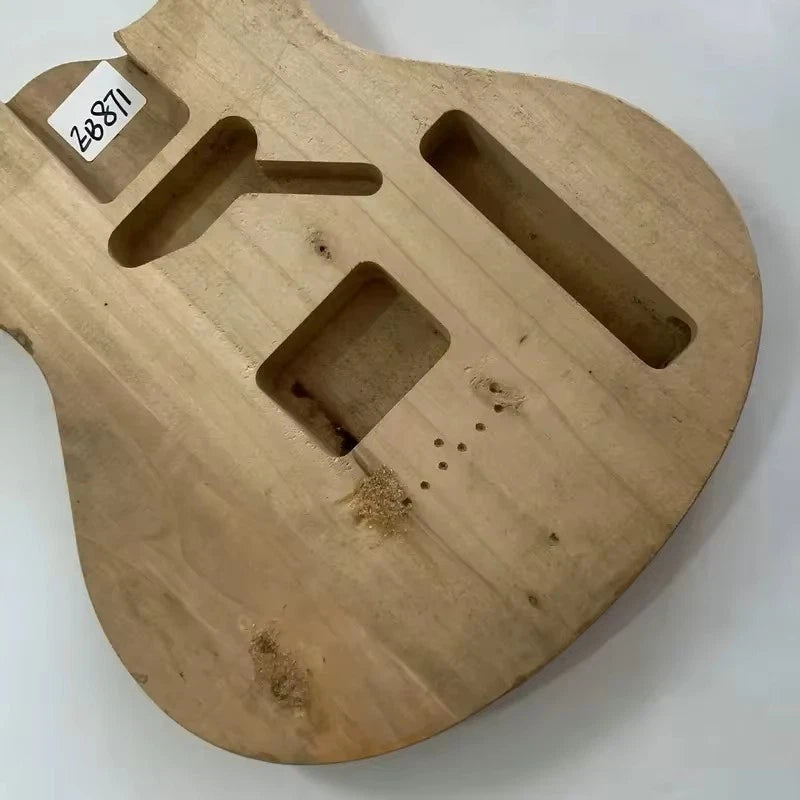 Solid-Wood Mini Single Cut Guitar Body, Unpainted Travel Blank