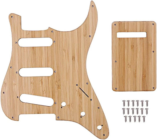 Bamboo Wood Guitar Pickguard with Back Plate Fit Strat ST