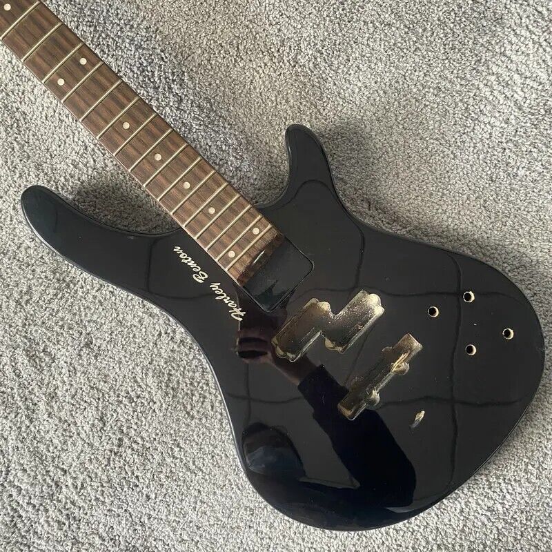Harley Benton Black 4 String Electric Bass, Maple Neck, Basswood Body