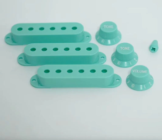 Blue Guitar Single Coil Pickups Covers 52mm Set with Knobs Switch Cap Fit ST