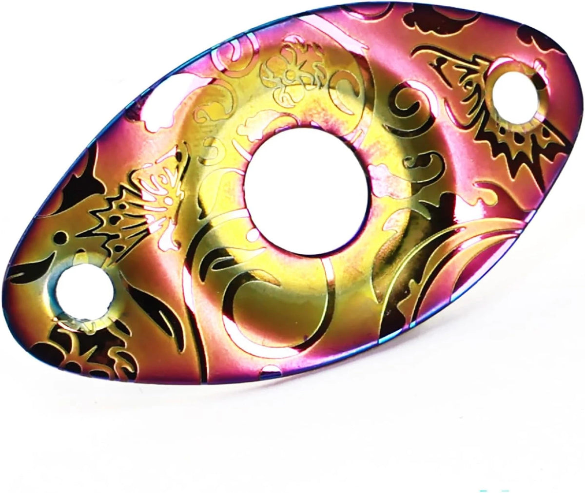 Rainbow Guitar Engraved Output Jack Plate Curved Oval Fit Strat Tele