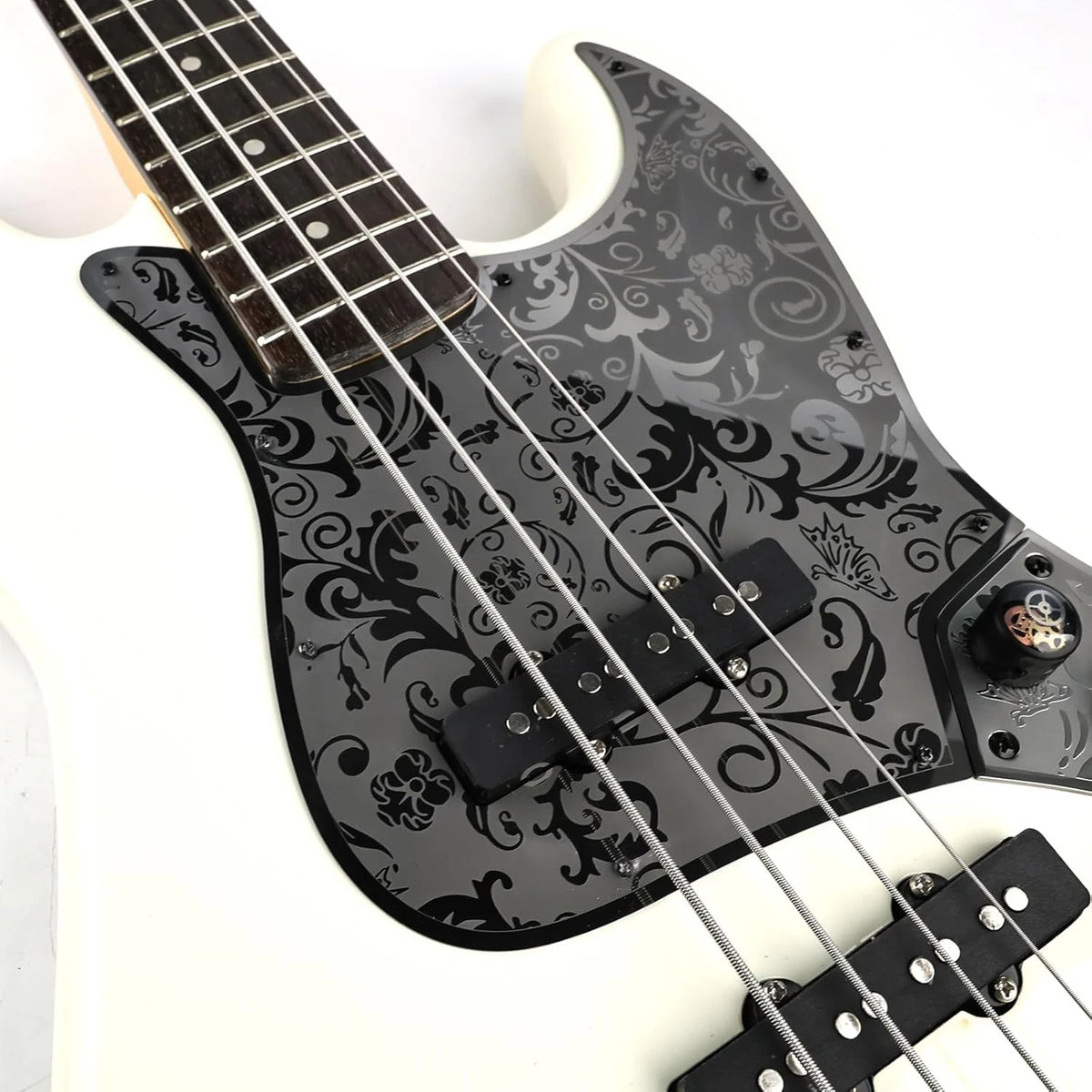 Black Stainless Steel Bass Guitar Pickguard Scratch Plate Fit Jazz Bass