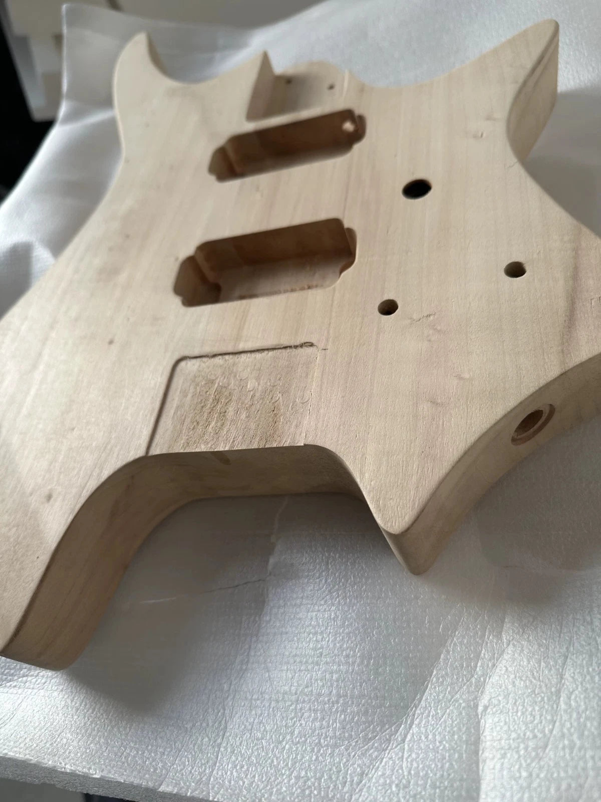 Unfinished Polar Wood Headless Guitar Body DIY Project