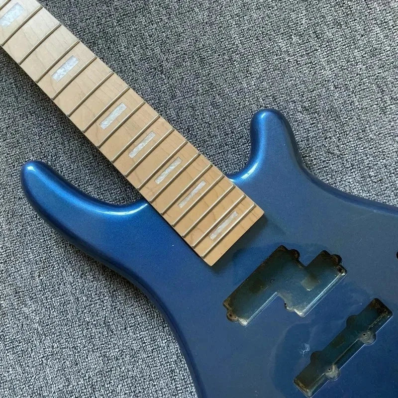 Blue Basswood 5 String Bass Body with Maple Neck