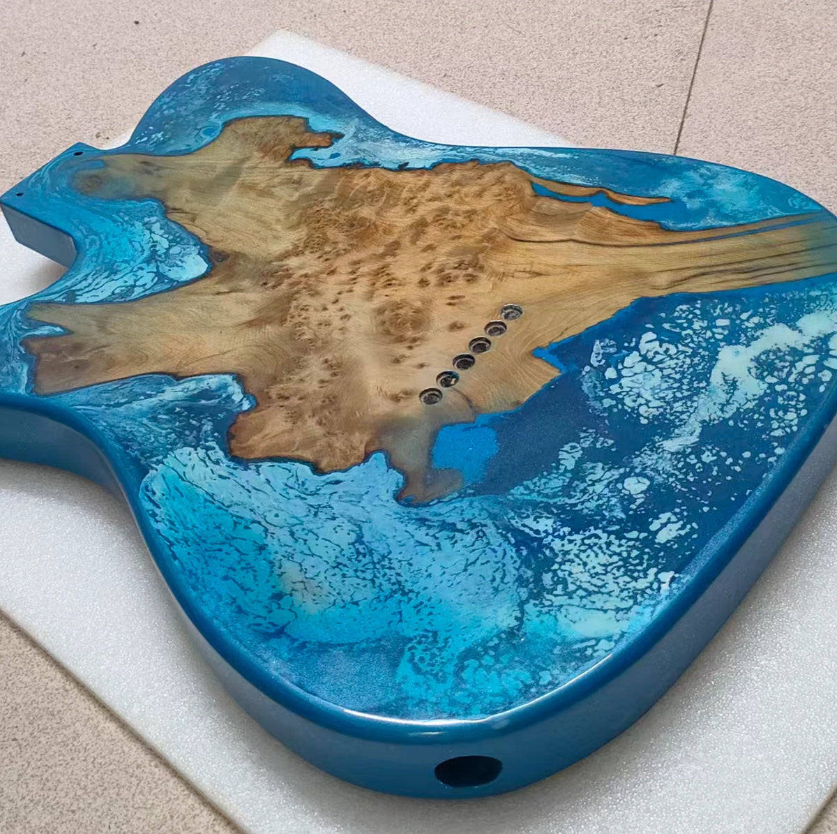 Custom Blue Finish Guitar Tele Mahogany Body with Resin Top Finish Fit Tele TL