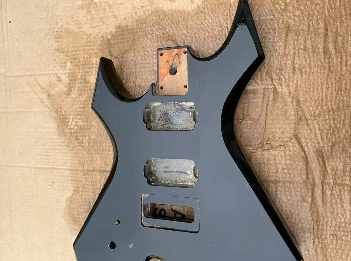 Glossy Black Left Handed HH Guitar Body For Warlock DIY Project