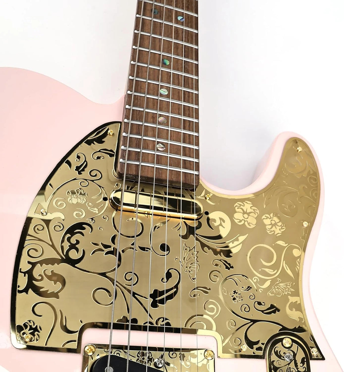 Gold Steel Vintage Engraved Guitar Pickguard Scratch Plate Fit Telecatser Tele