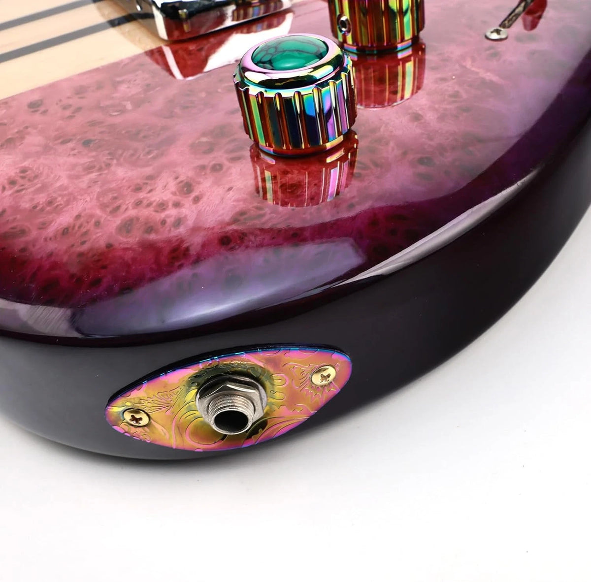 Rainbow Guitar Engraved Output Jack Plate Curved Oval Fit Strat Tele