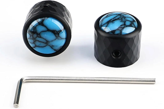 2x Aluminum Guitar Bass Control Knobs Blue Top Fit Schecter,Jacks<wbr/>on,Peavey,Cort