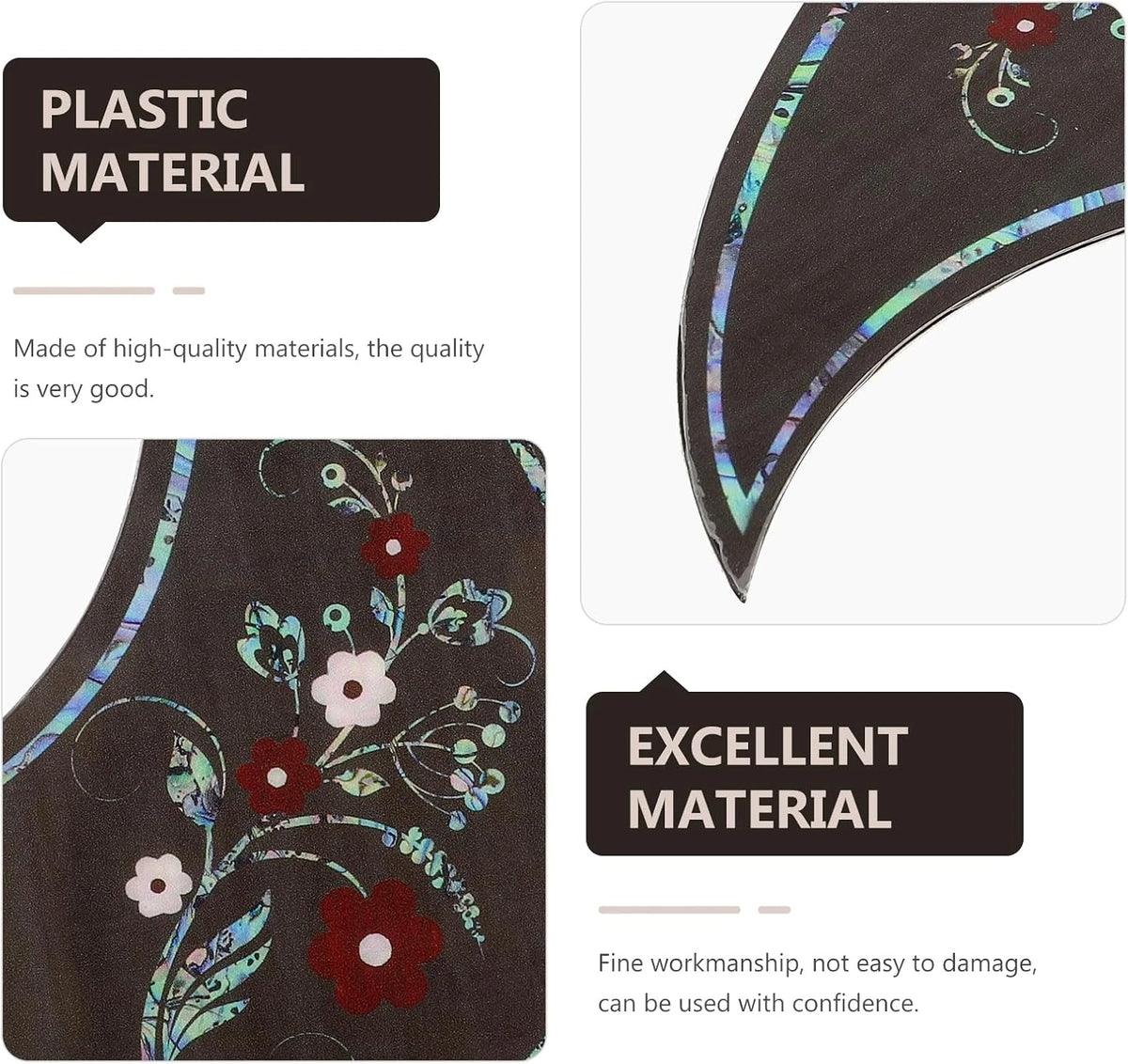 Wood Color Acoustic Guitar Pickguard with Abalone Inlay Top Roses