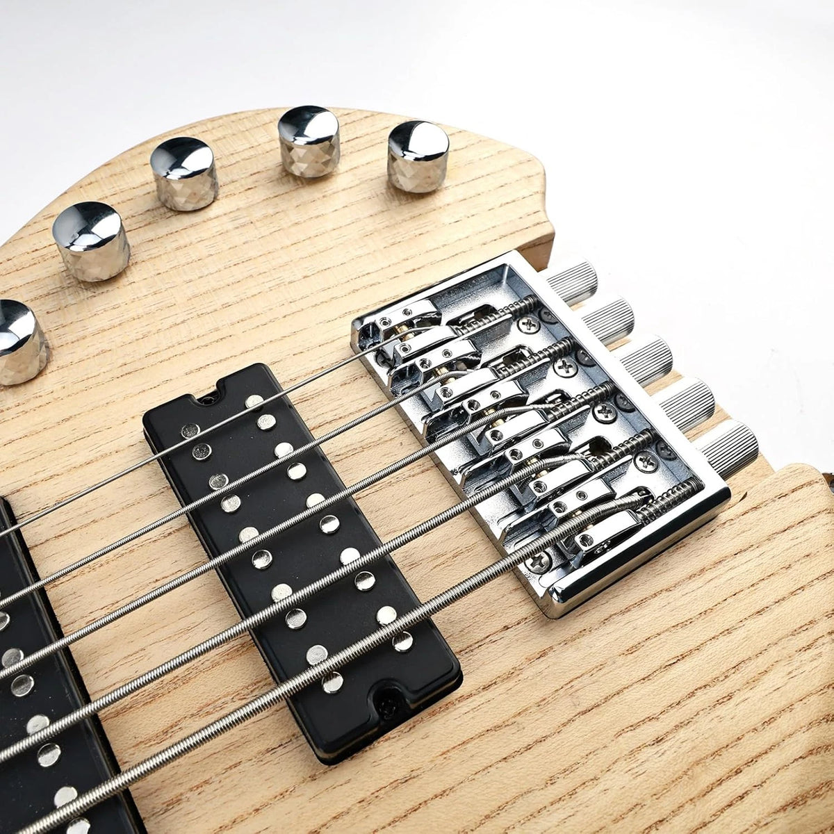 High Mass 5 String Headless Bass Bridge System in Chrome