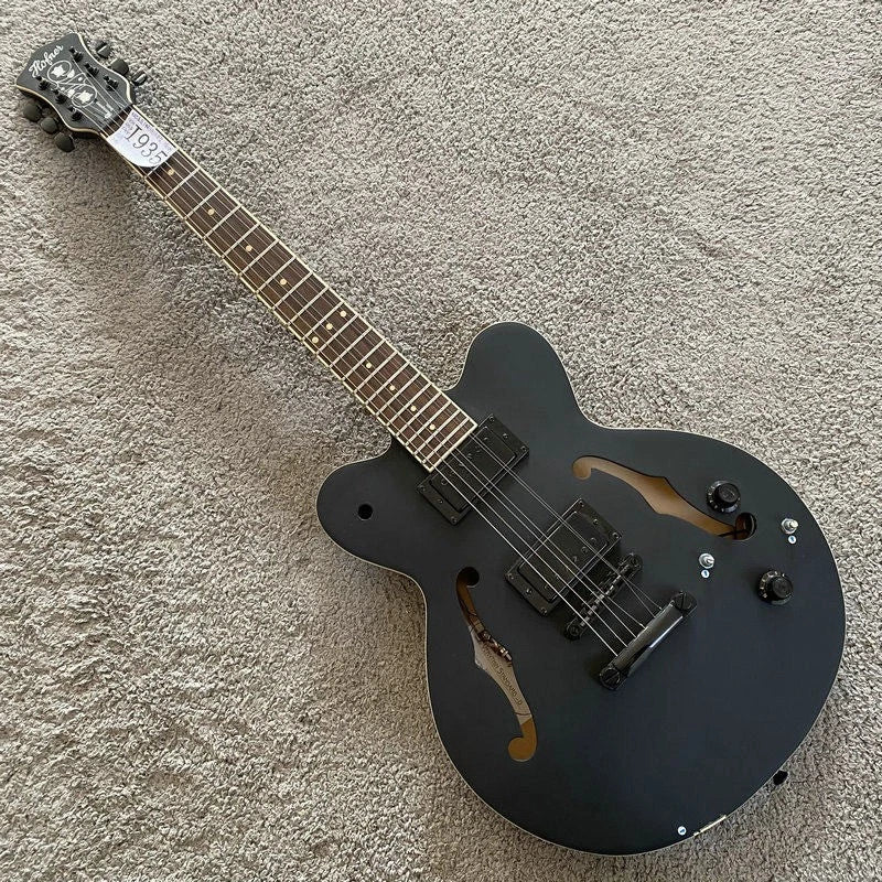 Hofner Contemporary Black Jazz Guitar, Maple Body, Mahogany Neck, Rosewood