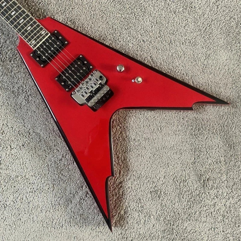 Red Electric Guitar, Floyd Rose Tremolo, Rosewood Fingerboard, V Shaped Body