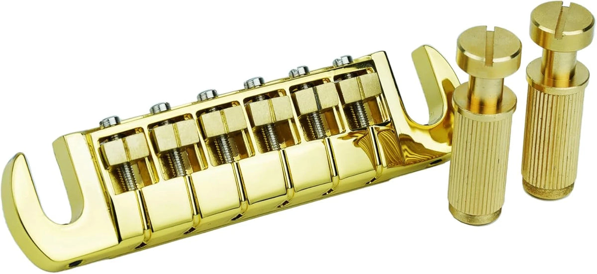 Gold Adjustable Wraparound Bridge Tailpiece with Brass Saddles Fit PRS