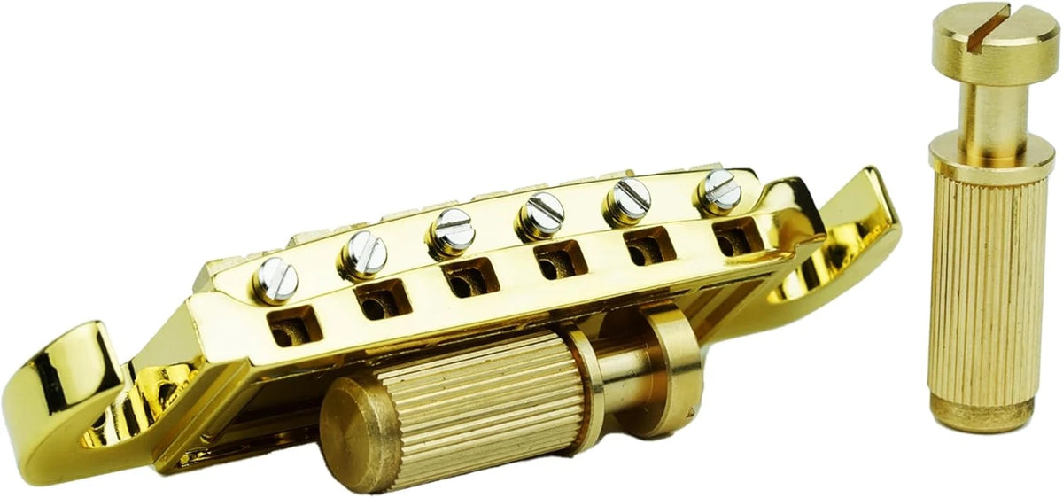 Gold Adjustable Wraparound Bridge Tailpiece with Brass Saddles Fit PRS