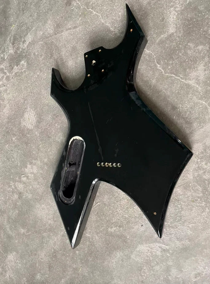 Red and Black Guitar Single Humbucker Body, String Through Bridge Fit Warlock
